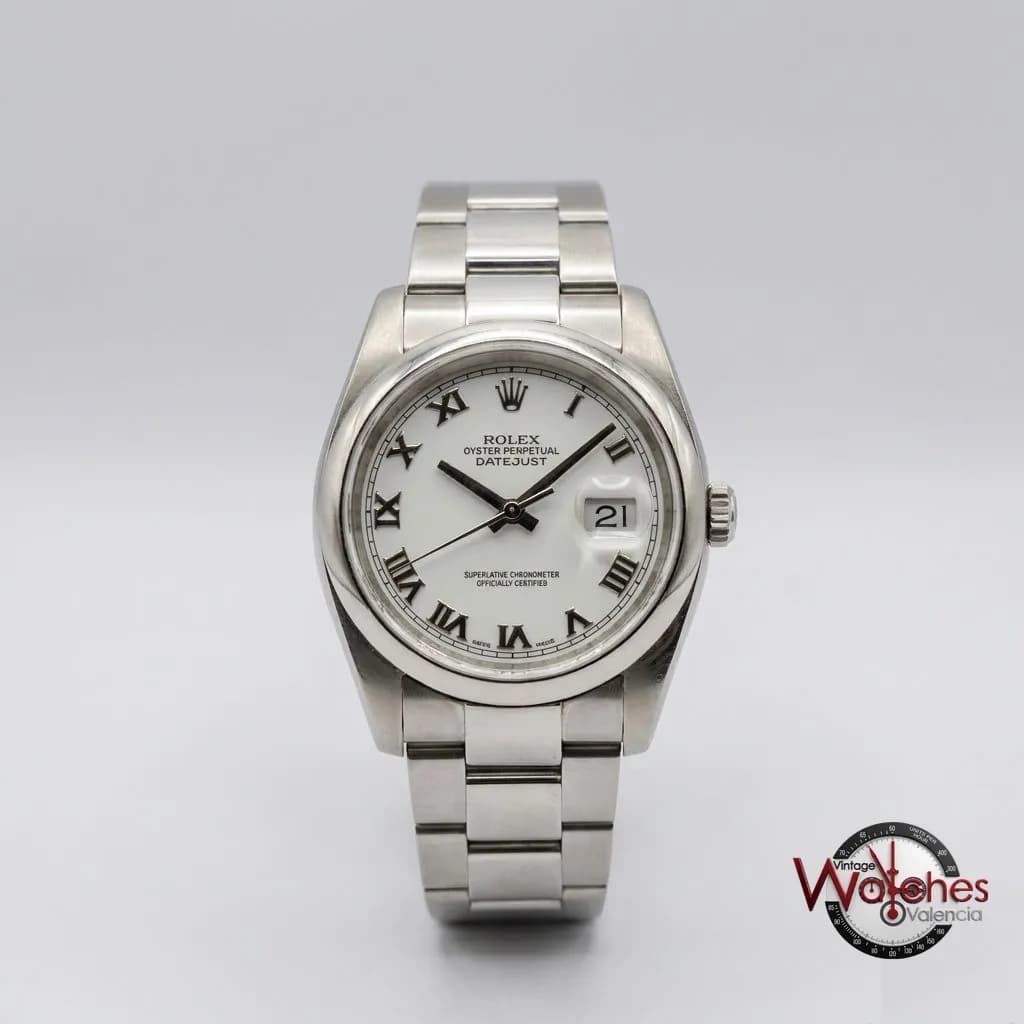 Rolex Datejust (acero, esfera blanca con números romanos)